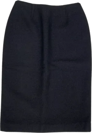 00's Classic Designer Black Wool Pencil Skirt by Celine