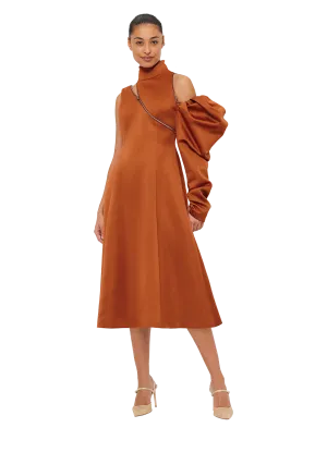 Annalise One Shoulder Midi Dress - Toffee