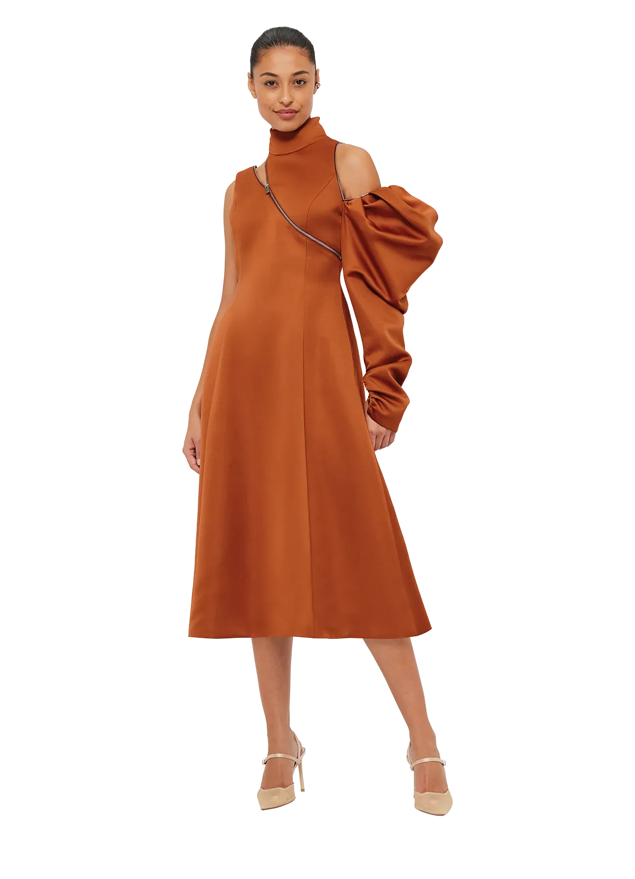 Annalise One Shoulder Midi Dress - Toffee