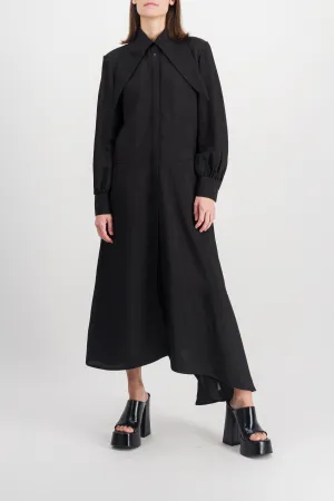 Asymmetric viscose-silk shirt dress