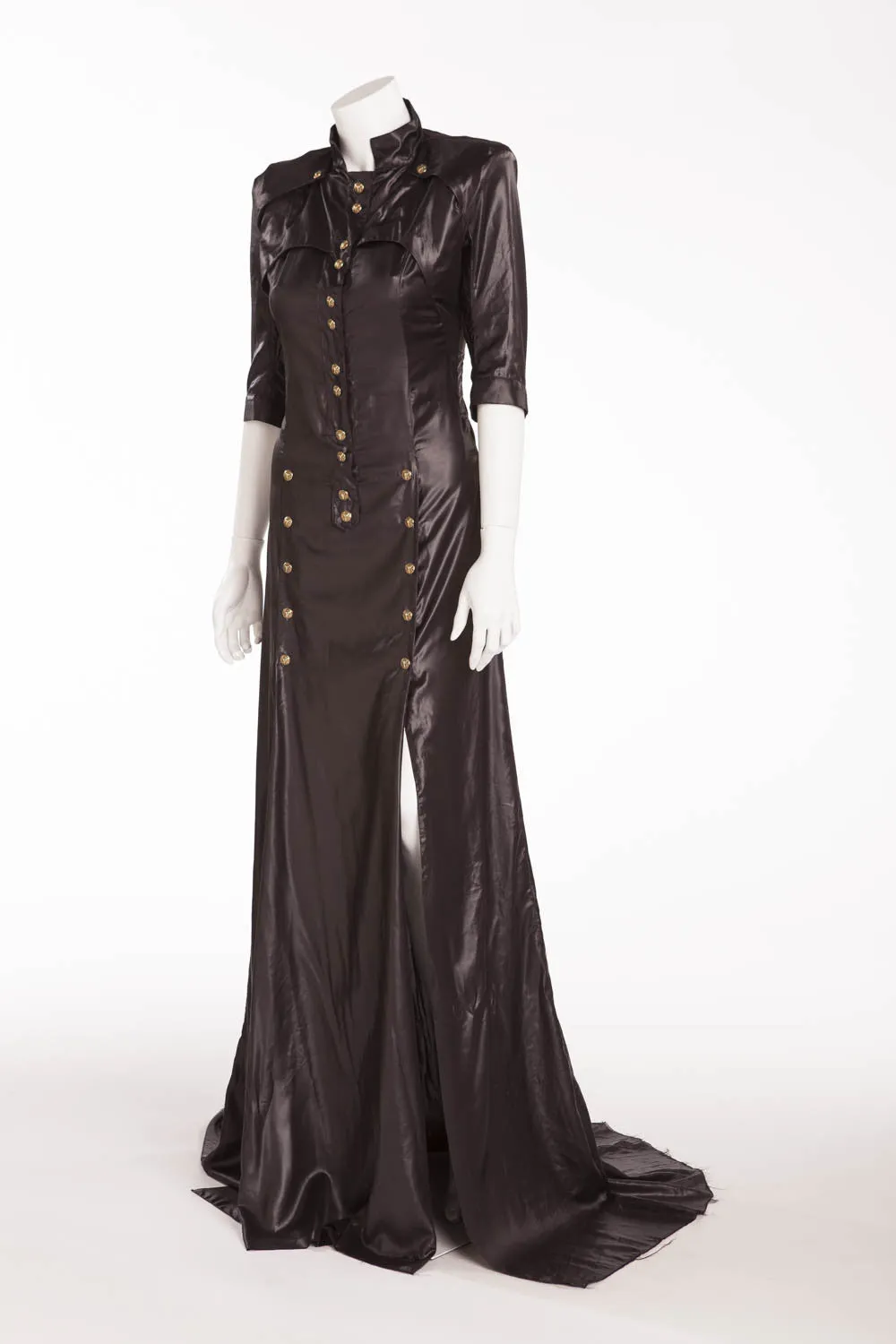 Balmain - Black Long Dress Gold Embellishments - FR 38