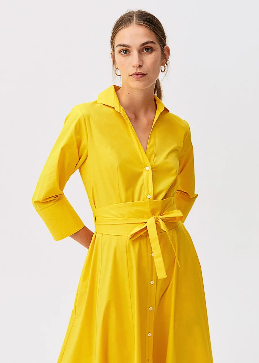 Belted Shirt Dress - Black