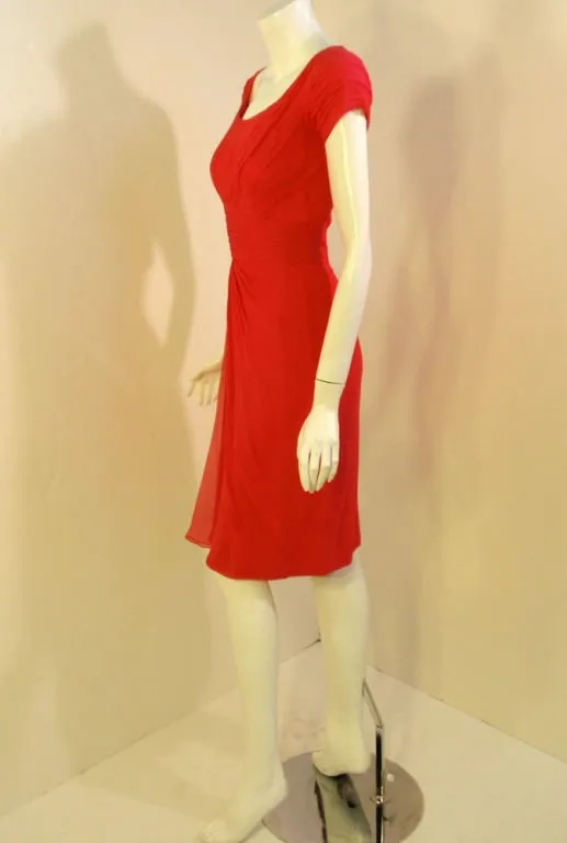 CEIL CHAPMAN 1950s Raspberry Chiffon Cocktail Dress Size 2