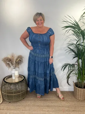 CINDY Chambray Tiered Dress