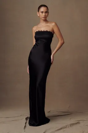 Darcie Strapless Satin Maxi Dress - Black Darcie Strapless Satin Maxi Dress - Black