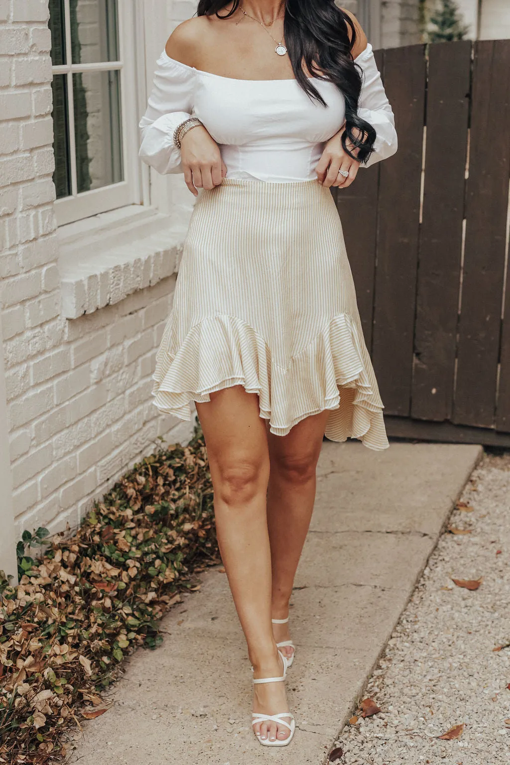 Yellow Stripes Asymmetrical Skirt