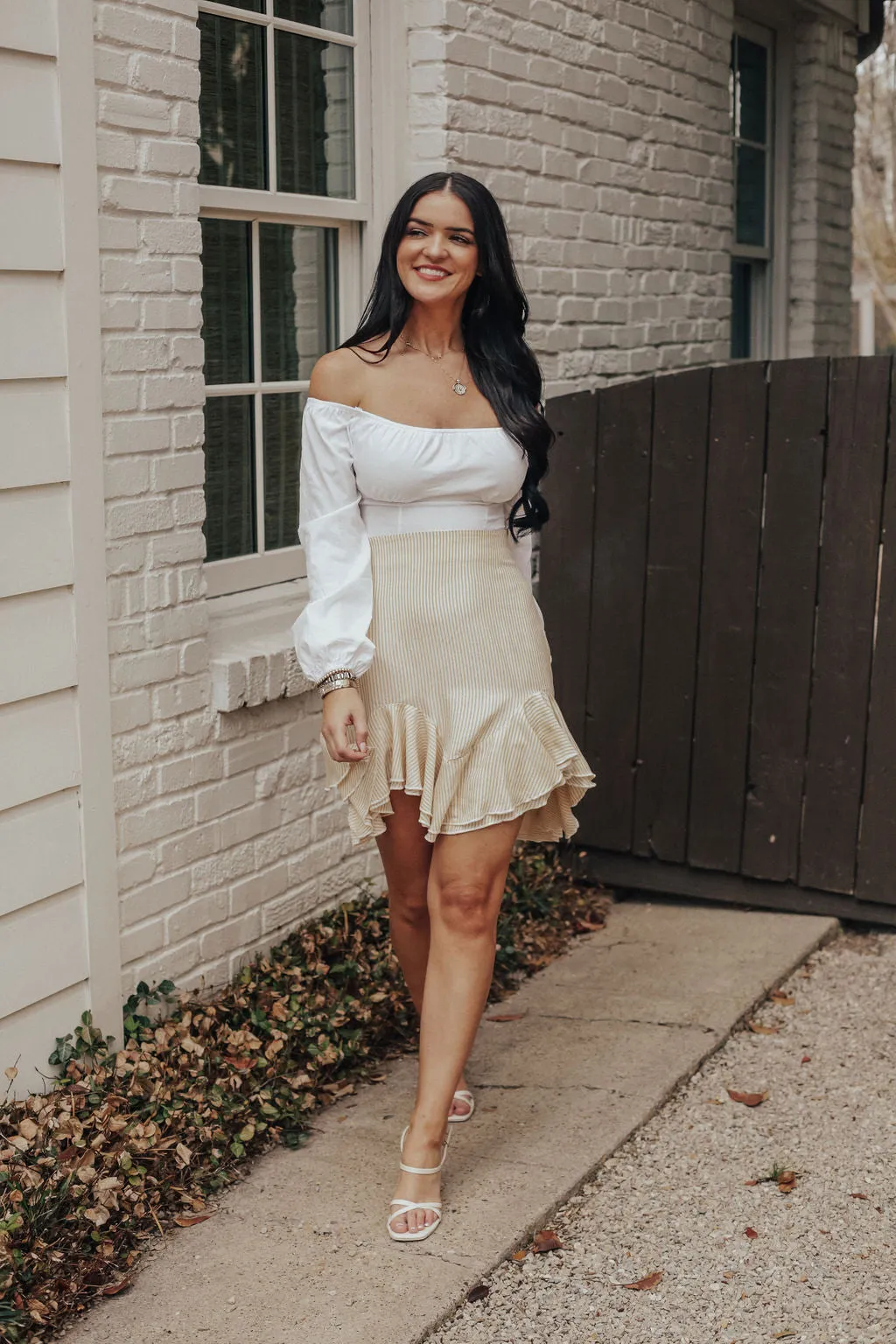 Yellow Stripes Asymmetrical Skirt