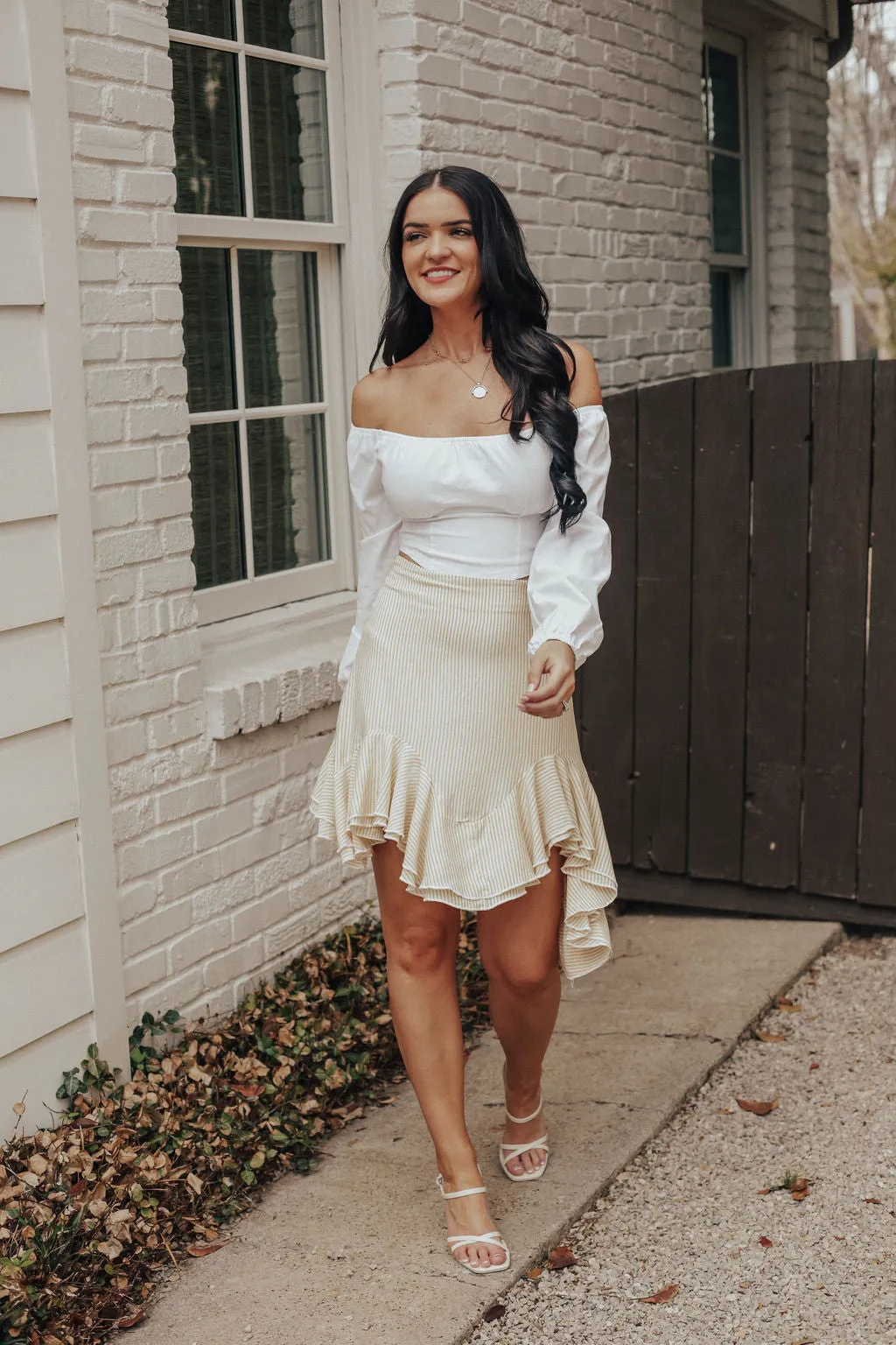 Yellow Stripes Asymmetrical Skirt